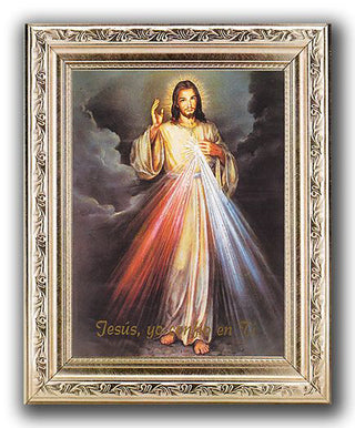Divine Mercy (Spanish)8X10 In Ornate Silver Frame 10X12