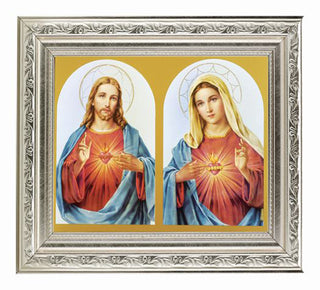 The Sacred Hearts 8X10 with Ornate Silver Frame 10X12"