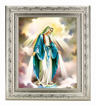 Our Lady Of Grace In Ivory Silver Frame 10 x 12" 8 x 10" Print - SALE