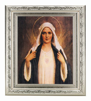 Immaculate Heart 8X10 In Ornate Silver Frame 10X12"