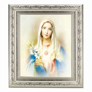Immaculate Heart 8X10 In Ornate Silver Frame 10X12"