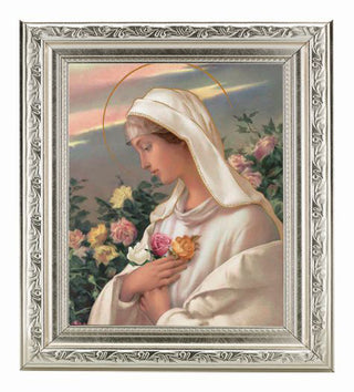 MISTICAL Rose In Ornate Silver Frame 10" X 12"