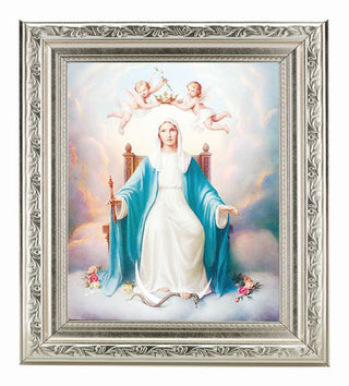 Queen Of Heaven In Ornate Silver Frame 10" X 12"