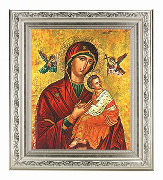 Our Lady Of Passion In Ornate Silver Frame 10" X 12"