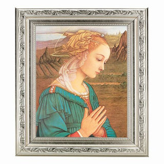 Lippi-Madonna and Child In Ornate Silver Frame 10" X 12"