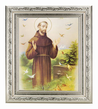 Saint Francis Ornate Silver Frame 10" X 12"
