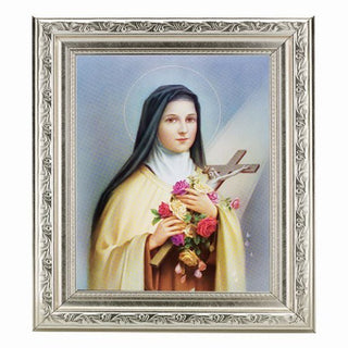 St Therese In Ornate Silver Frame 10" X 12"