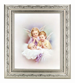 Guardian Angels Ornate Silver Frame 10" X 12"