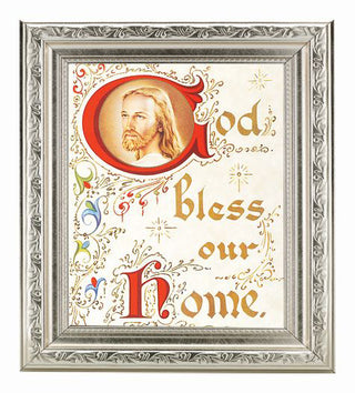House Blessing In Ornate Silver Frame 10" X 12"