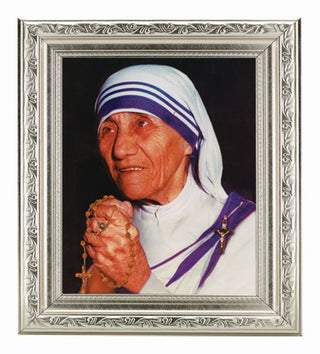 Mother Teresa Ornate Silver Frame 10" X 12"