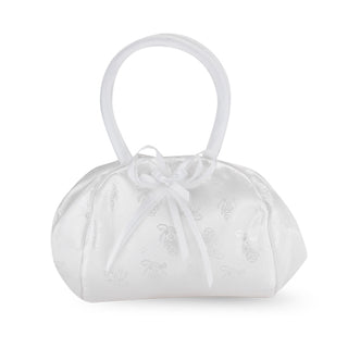 White Satin Chalice Brocade Purse With Bow