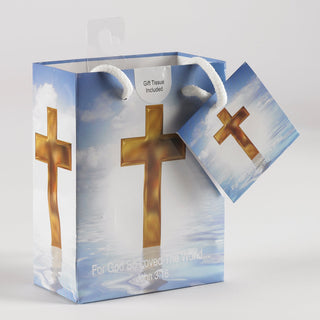12-Pack - Small Religious Gift Bag with Gift Tissue
