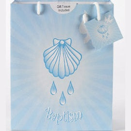 12-Pack - Large Baptism - Boy Gift Bag with Gift Tissue