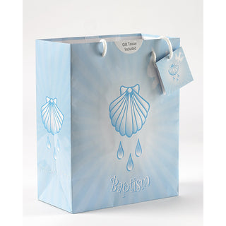 12-Pack - Small Baptism Boy Gift Bag with Gift Tissue