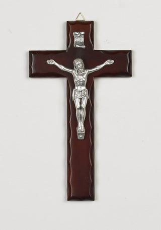 8 inch Nut Wood Crucifix Boxed
