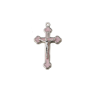 Bulk 1.38" Pink Enameled Cross
