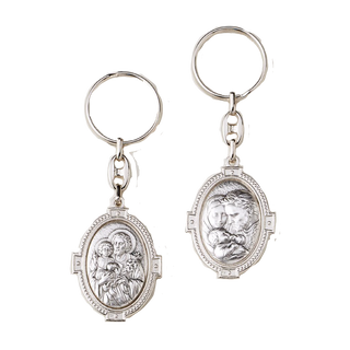 Bulk St. Joseph Silver Tone Key Ring