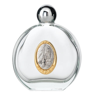 3-pack - Large 4 oz Lady of Lourdes Glass Holy Water Bottle with Two Tone Medal