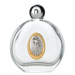 3-pack - Large 4 oz Divine Mercy Glass Holy Water Bottle with Two Tone Medal