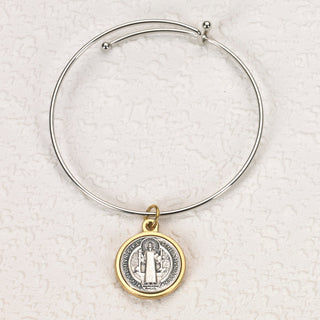 4-pack - St. Benedict Two Tone Premium Bangle Bracelet