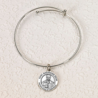4-pack - Healing Saints -Addictions & Recovery- St. Max Kolbe Bangle Bracelet