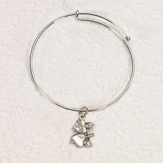4-pack - Two Hearts Charm Bangle Bracelet