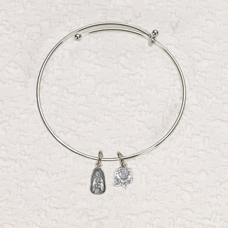 4-pack - Lady of Guadalupe & Rose Charm Bangle Bracelet