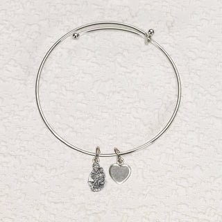 4-pack - Saint Anthony & Heart Charm Bangle Bracelet