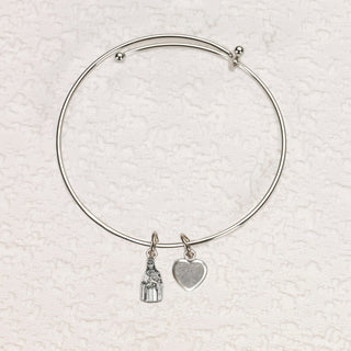 4-pack - St. Therese of Lisieux & Heart Charm Bangle Bracelet