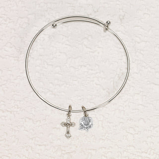 4-pack - Crucifix and Rose Charm Bangle Bracelet