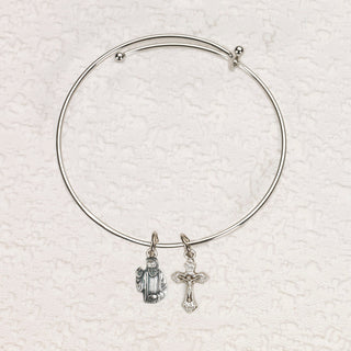 4-pack - St. Pio of Pietrelcina Padre Pio and Crucifx Charm Bangle Bracelet