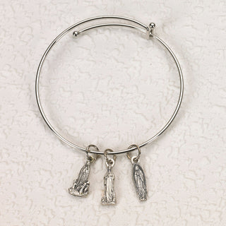 4-pack - Marian Charms Bangle Bracelet- Lourdes, Fatima and Guadalupe