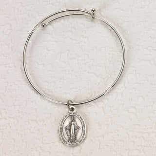 4-pack - Oval Miraculous Medal Bangle Bracelet