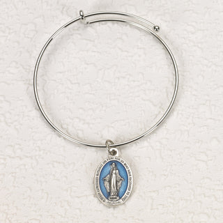 4-pack - Oval Enameled Miraculous Medal Bangle Bracelet