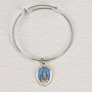 4-pack - Oval Enameled Lady of Fatima Bangle Bracelet