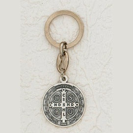 12-Pack - 1-1/4 inch St Benedict Round Pendant Keyring