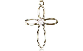 14kt Gold Filled Loop Cross Pendant with a 3mm Crystal Swarovski stone on an 18-inch Gold Filled Light Curb Chain