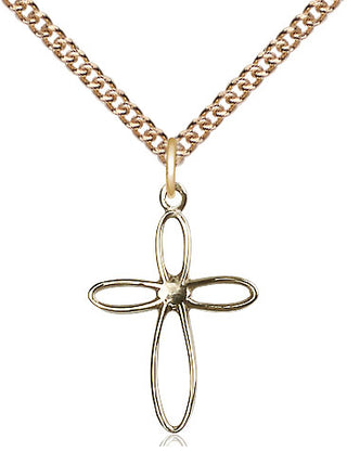 14kt Gold Loop Cross Medal