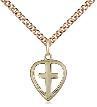 14kt Gold Filled Heart Cross Medal Religious and Catholic Jewelry