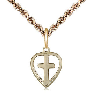 14kt Gold Filled Heart Cross Medal Religious and Catholic Jewelry
