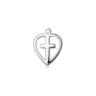 Sterling Silver Heart Cross Medal