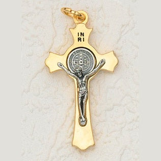2 Inch St Benedict Cross, Clovered, Gold Cross