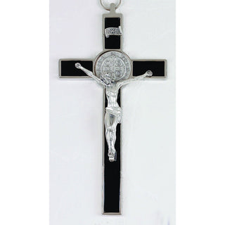 8 Inch Saint Benedict Black Enamel Cross Boxed