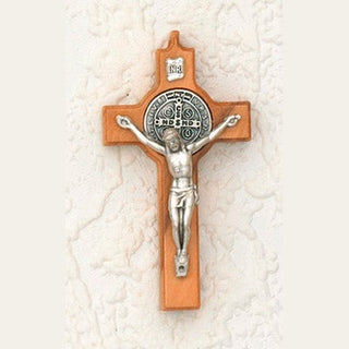 St Benedict Wood Cross- 2-1/2 inch with Silver Corpus