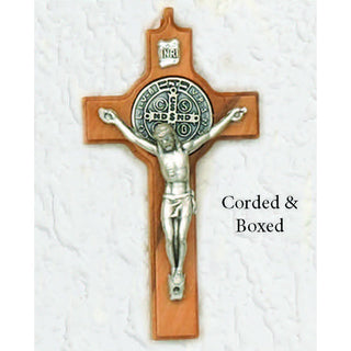 St Benedict Wood Cross- 2-1/2 inch with Silver Corpus