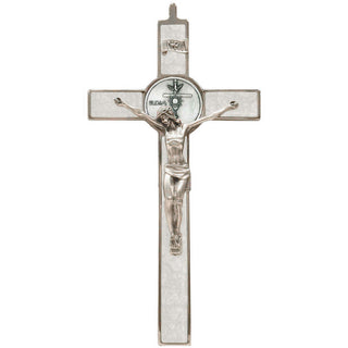 8 Inch Premium Faux Pearl RCIA Epoxy Wall Cross With Corpus