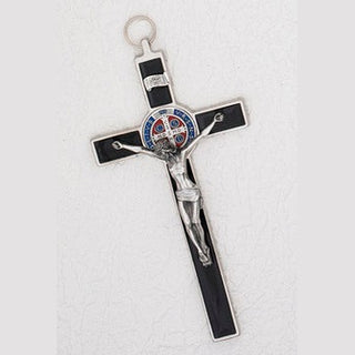 8 Inch Black Enamel Saint Benedict Cross