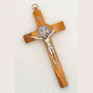 8 Inch Olive Wood Saint Benedict Cross