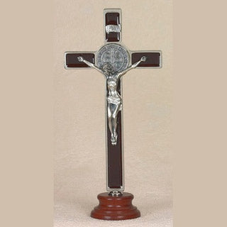 8 inch Brown St Benedict Enameled Crucifix