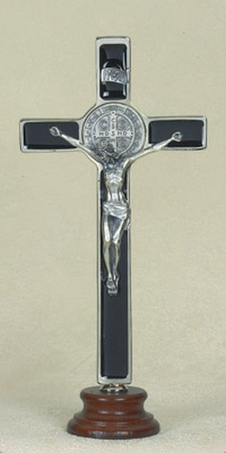 8 inch Black St Benedict Enameled Crucifix